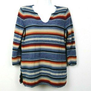 Lauren Jeans Co Womens Blouse Linen Cotton Striped